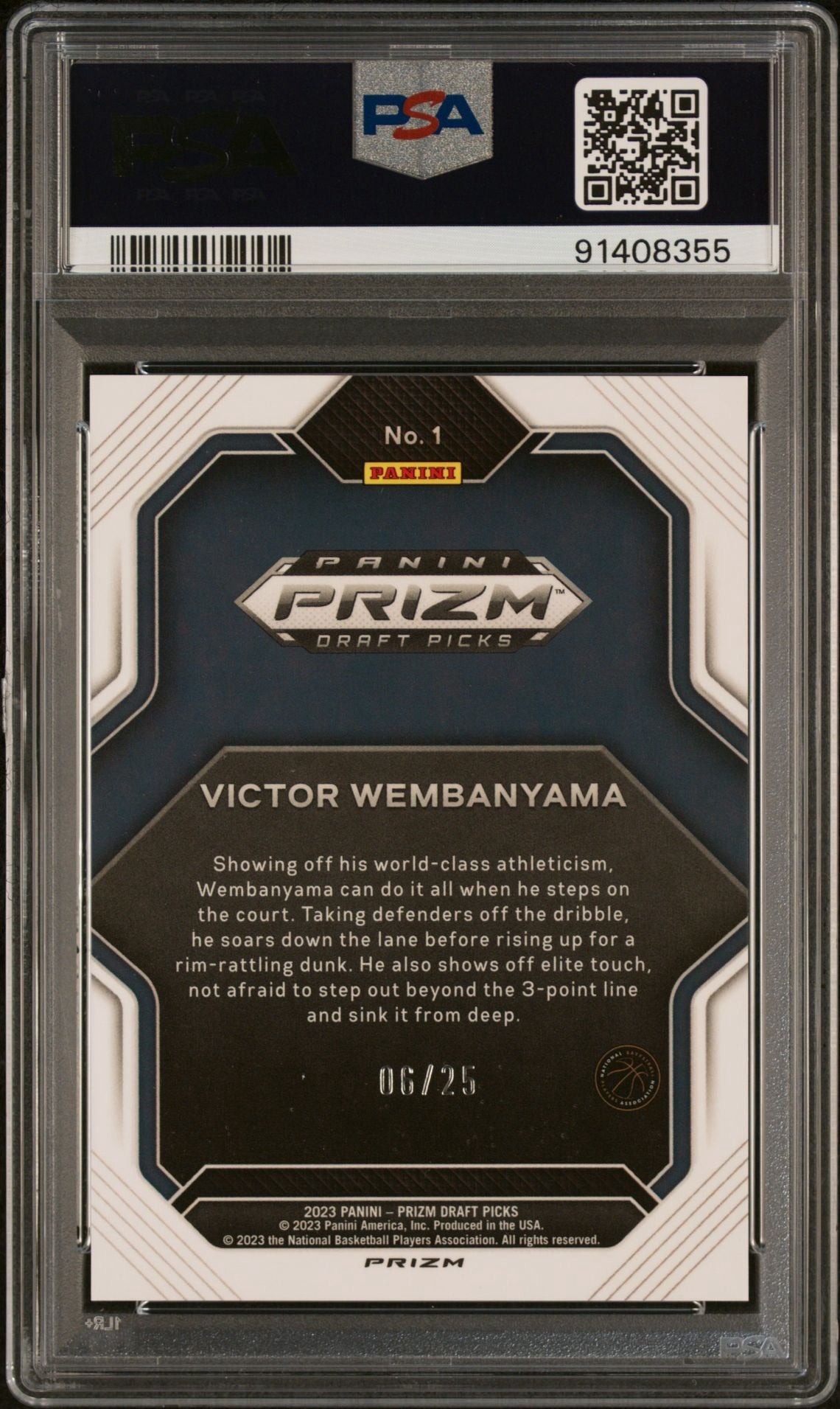 Victor Wembanyama 2023 Panini Prizm Draft Picks “Fireworks” Mojo Prizm 06/25 PSA Mint 9 Graded Slab